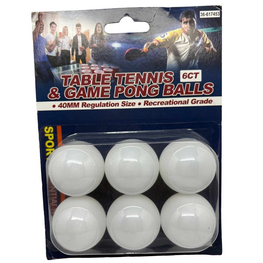Table‎ Tennis & Game Pong Balls 6 Count 40mm Regulation Size Recreational Grade
